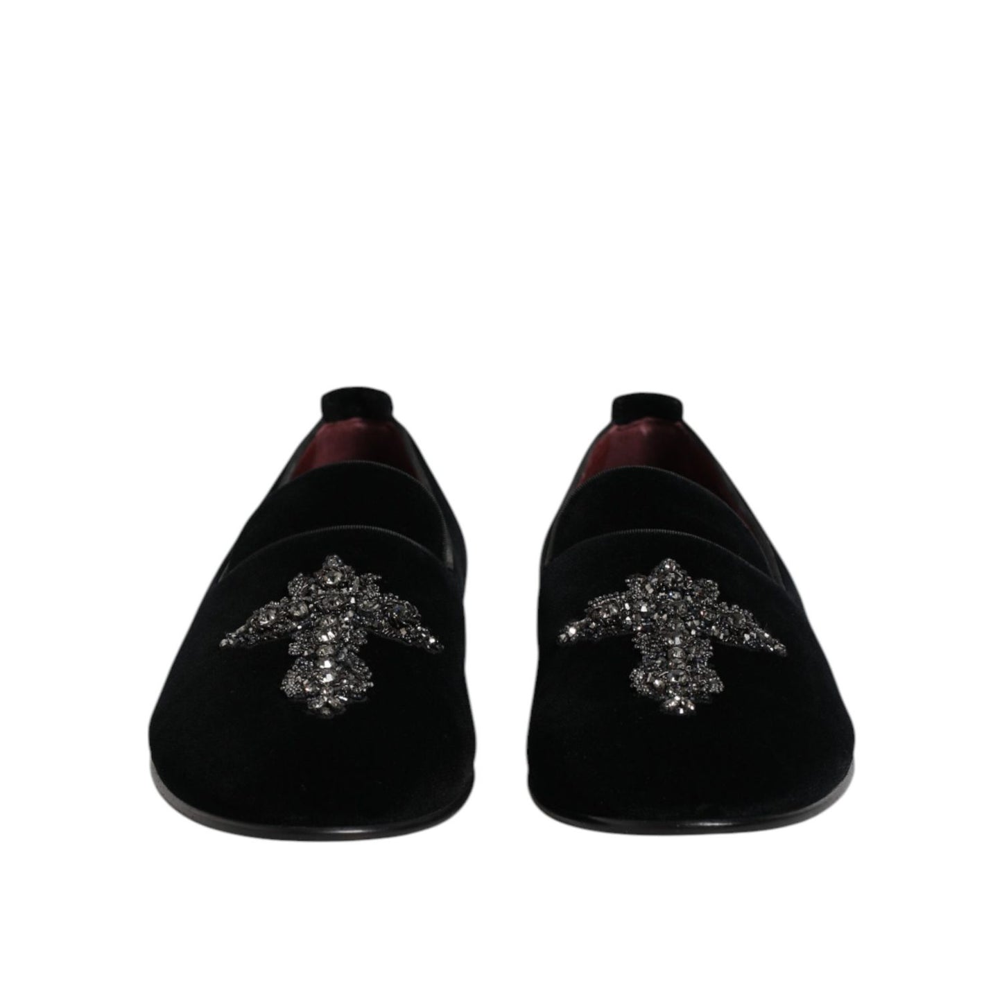 Dolce & Gabbana Black Suede Cross Slip On Loafers Dress Shoes