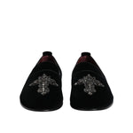 Dolce & Gabbana Black Suede Cross Slip On Loafers Dress Shoes