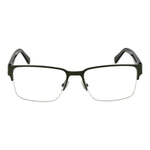 Guess Green Men Glasses Frame, metal half-rim, rectangle style, green color with demo lenses, size 55-17-145.