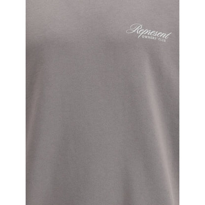 Represent Gray Cotton Sweatshirt with printed logo, featuring a ribbed hem and cuffs, ideal for casual urban looks.