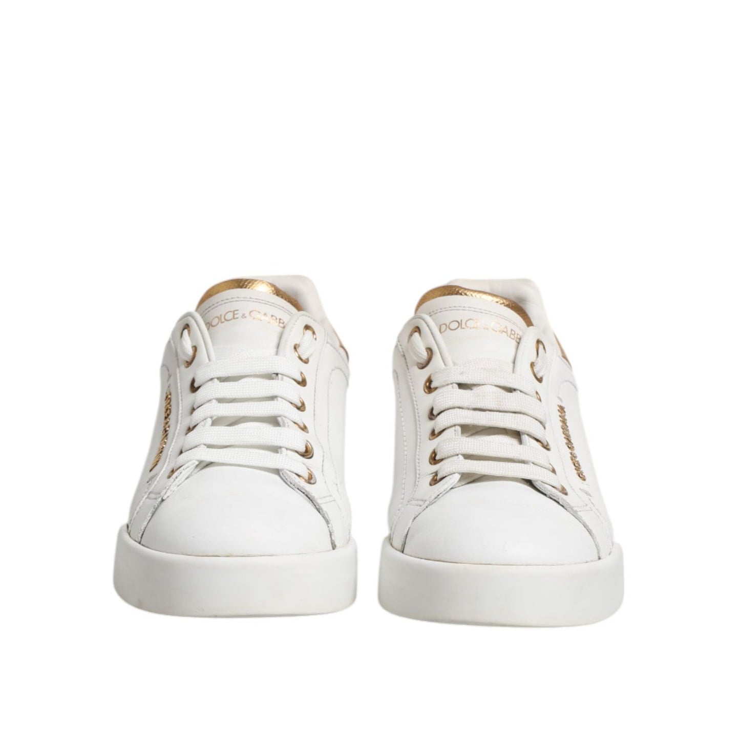 Dolce & Gabbana White Leather Low Top Women Sneakers Shoes