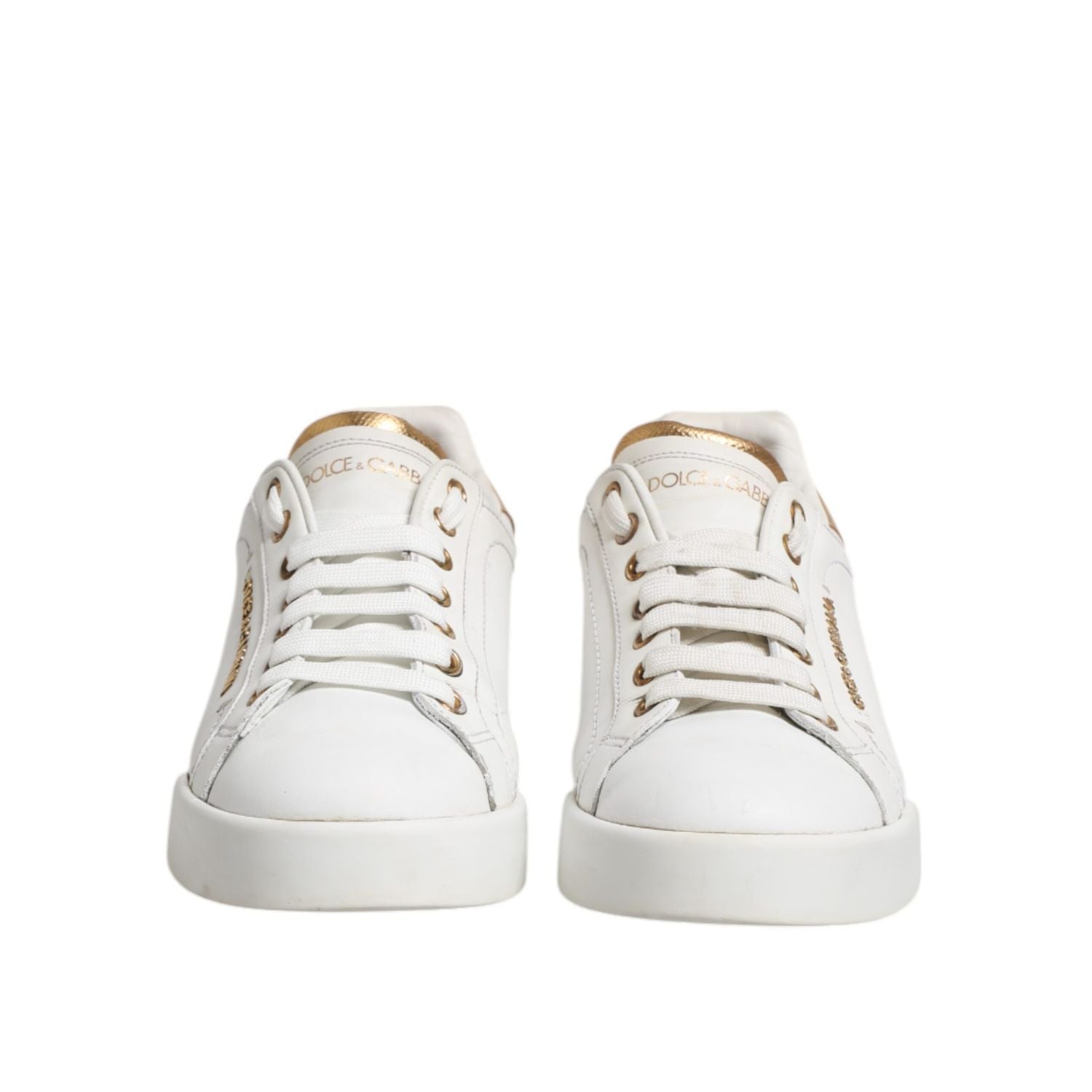 Dolce & Gabbana White Leather Low Top Women Sneakers Shoes