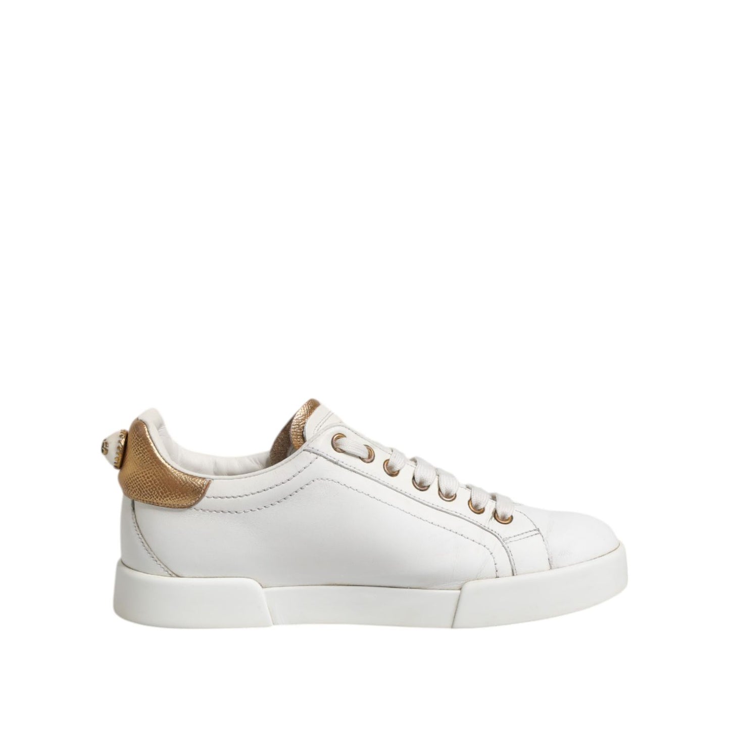 Dolce & Gabbana White Leather Low Top Women Sneakers Shoes