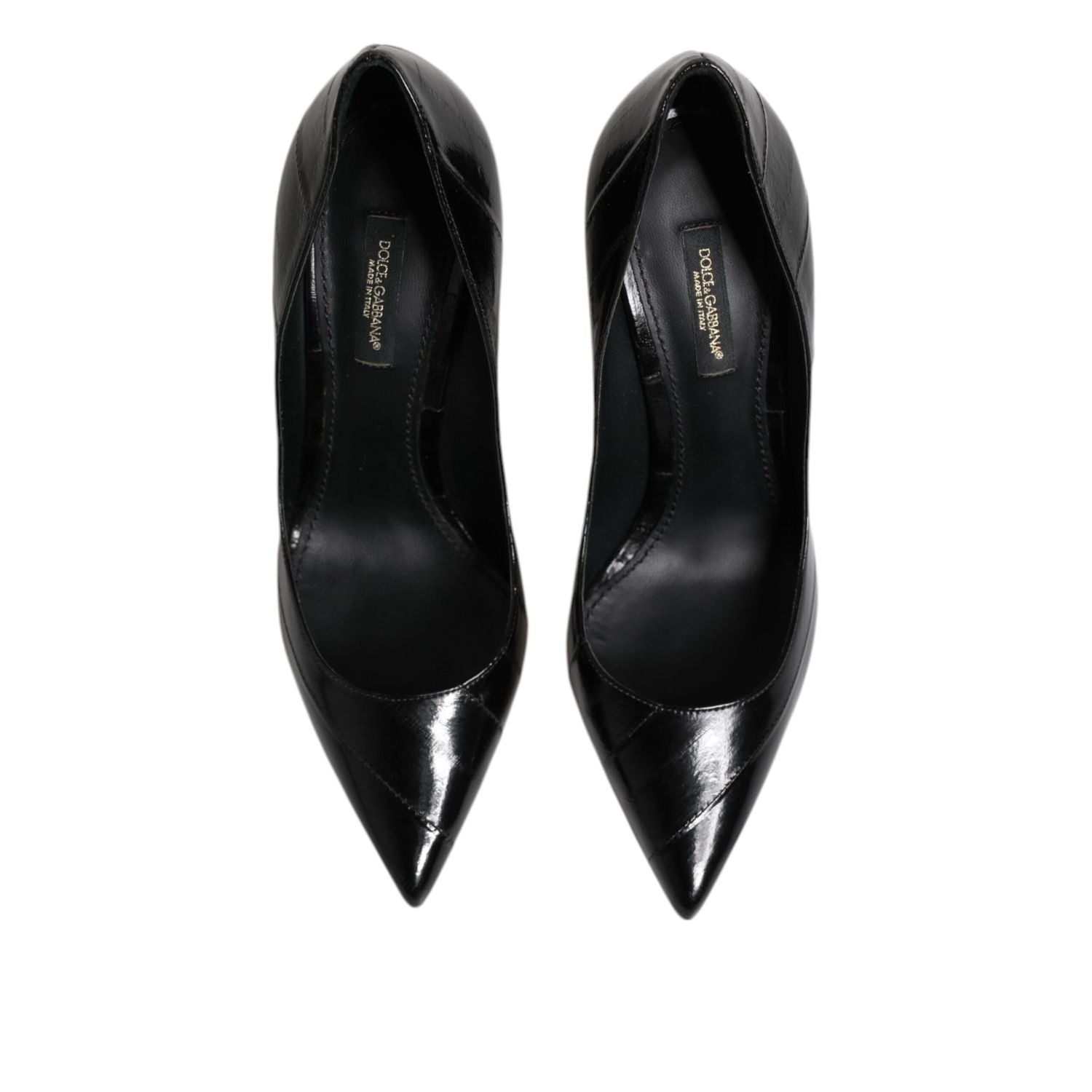 Dolce & Gabbana Black Leather Stiletto High Heels Pumps Shoes