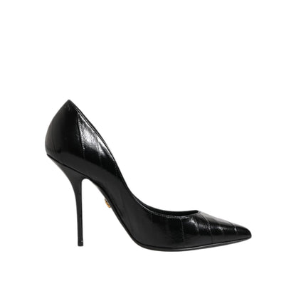 Dolce & Gabbana Black Leather Stiletto High Heels Pumps Shoes