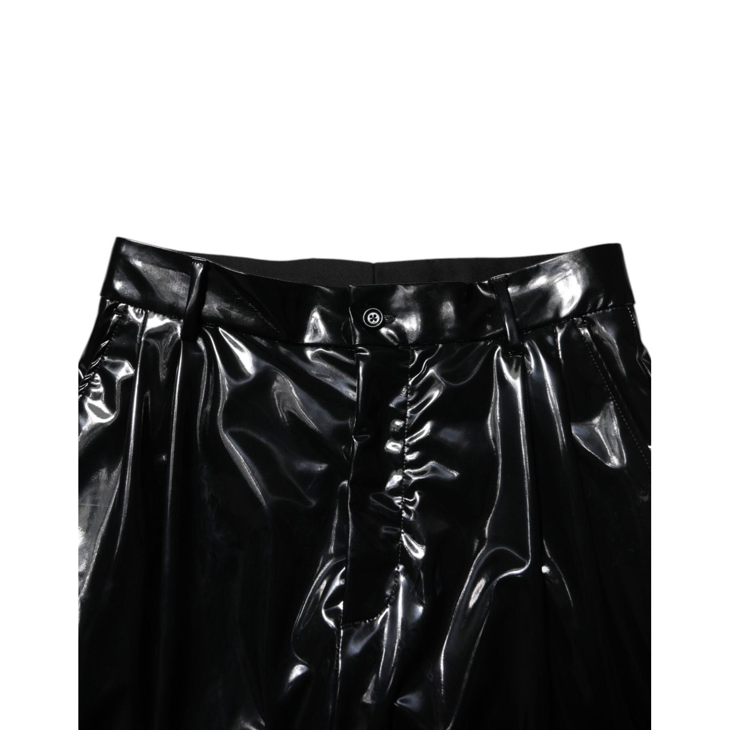 Dolce & Gabbana Black Polyester Mid Waist Men Trouser Pants