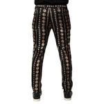 Dolce & Gabbana Black Coin Print Silk Skinny Men Trouser Pants