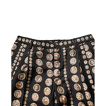 Dolce & Gabbana Black Coin Print Silk Skinny Men Trouser Pants