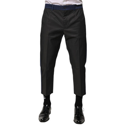 Dolce & Gabbana Gray Blue Cotton 3/4 Chinos Crop Trouser Pants