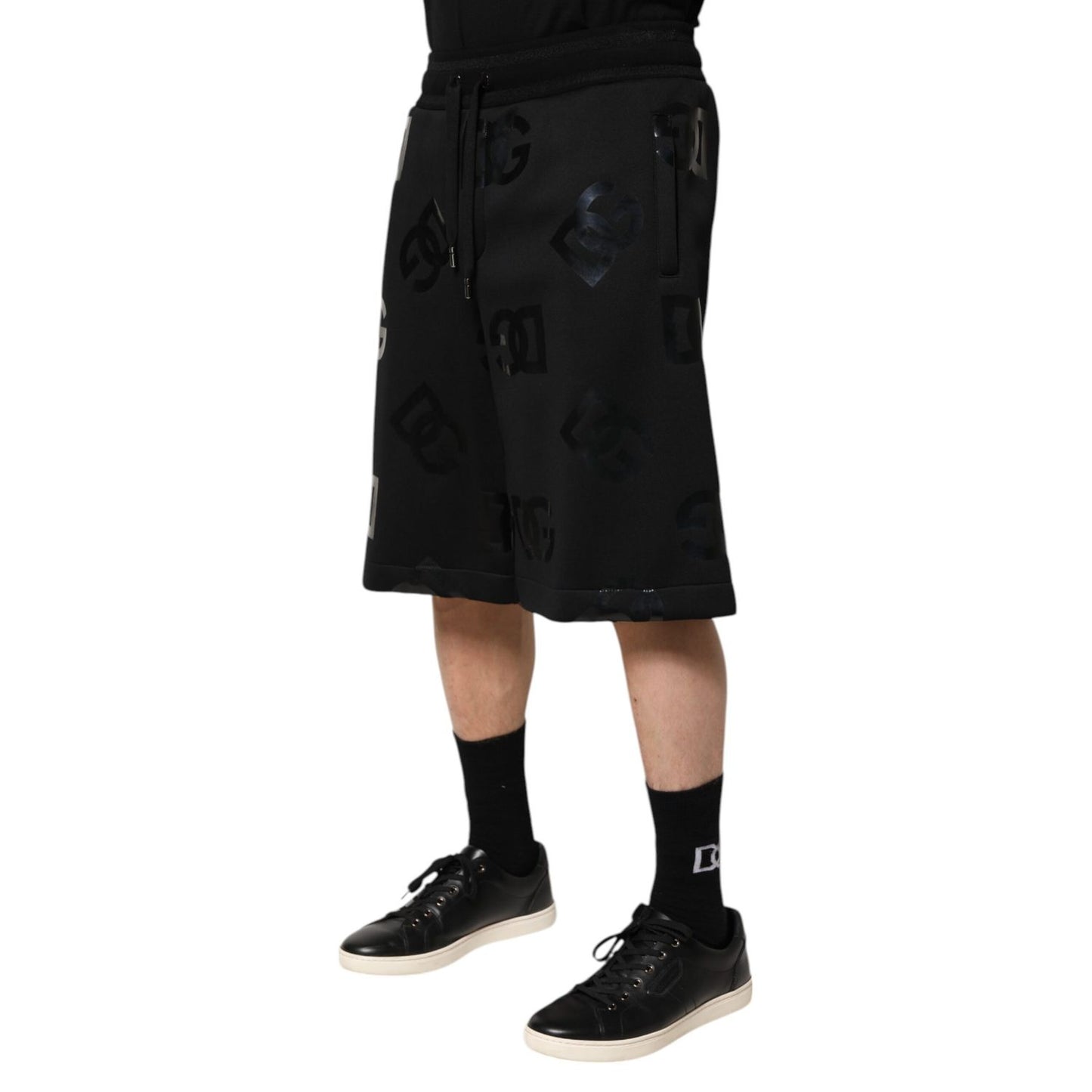Dolce & Gabbana Black Logo Cotton Bermuda Sweatshorts Shorts