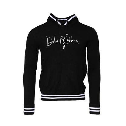 Dolce & Gabbana Black Hooded Logo Print Sweatshirt Sweater