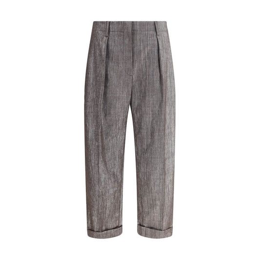 Brunello Cucinelli Brown Polyester Casual Pants