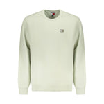 Tommy Hilfiger Green Cotton Men Sweater with logo, long sleeves, crew neck, eco-friendly fabric.