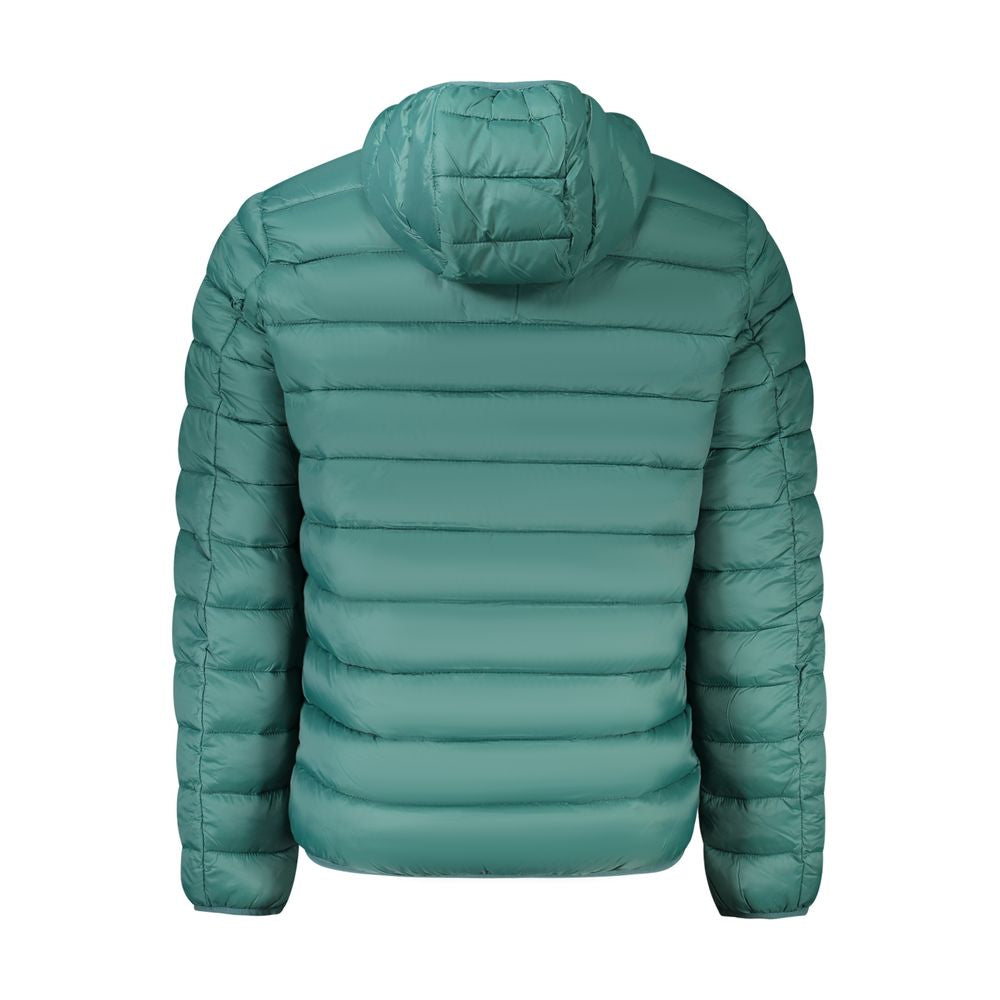 Back view of Norway 1963 Green Polyamide Men Jacket with hood and quilted design for stylish winter wear.