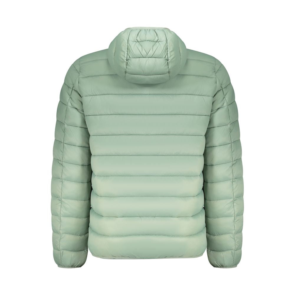 Norway 1963 Green Polyamide Men Jacket back view showcasing comfort and durability with snug hood and sleek design.