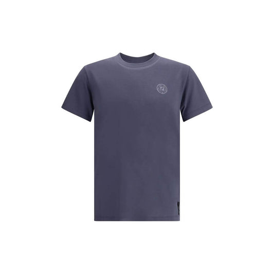 Fendi Blue Cotton T-Shirt with ribbed crew neck and logo on front, made in Italy, perfect for casual wear in season AW25.