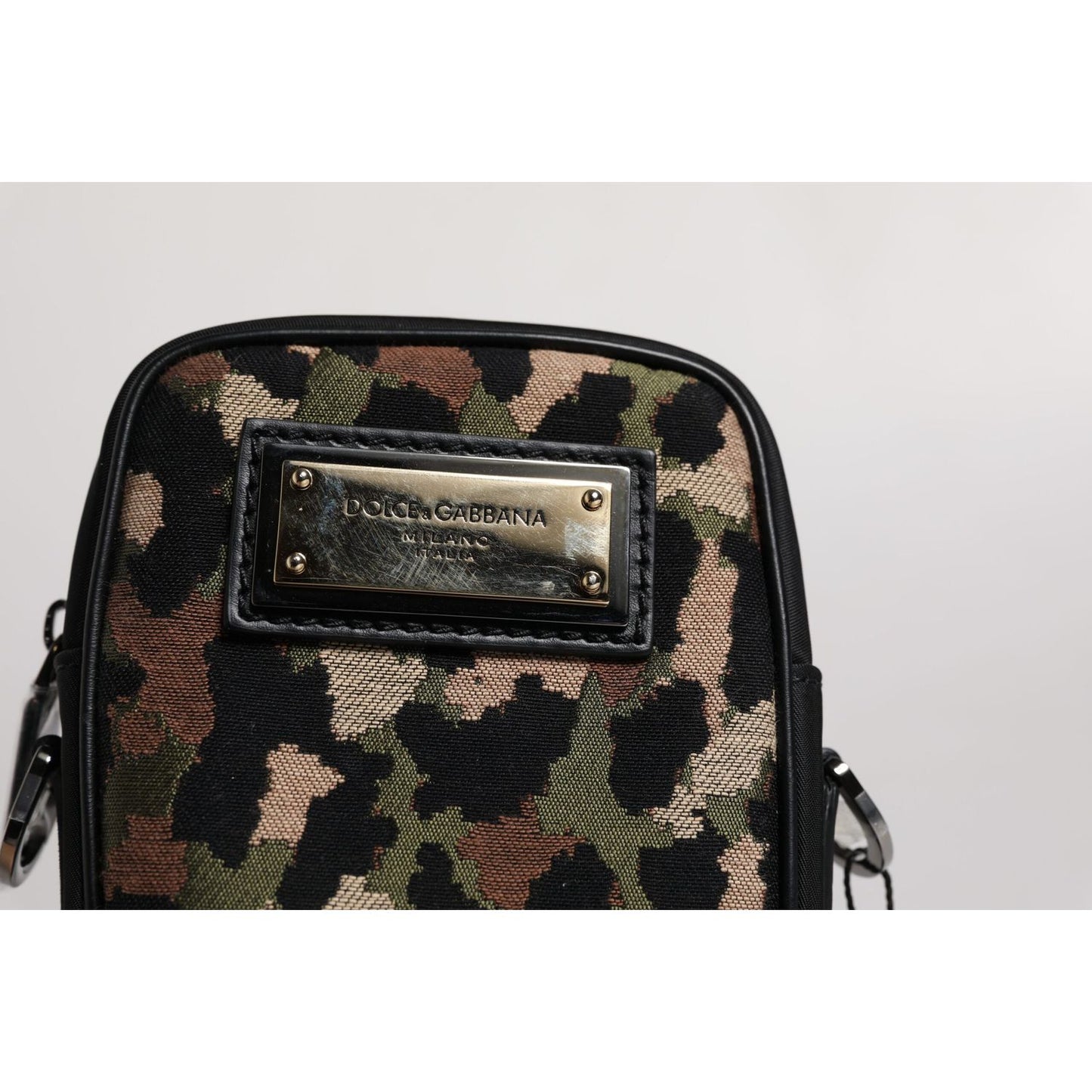 Dolce & Gabbana Multicolor Leopard Jacquard Logo Plaque Neck Strap Bag