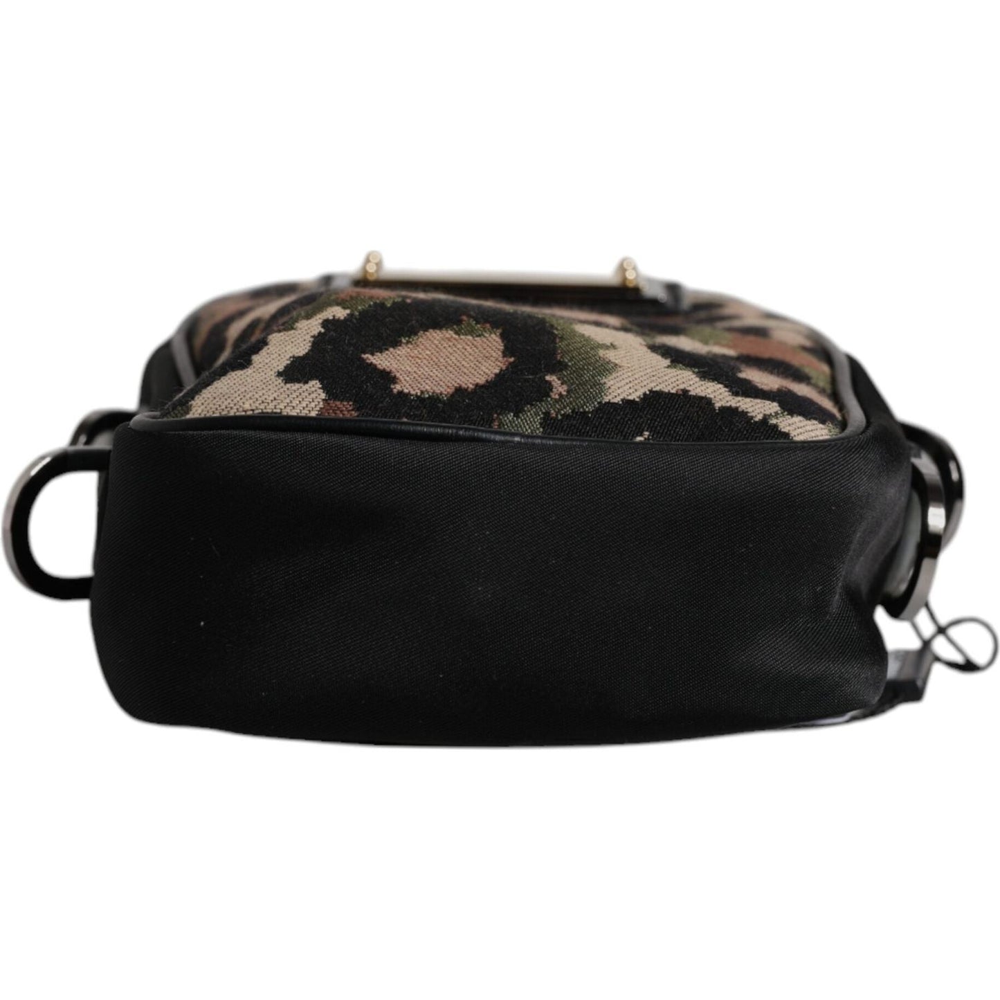 Dolce & Gabbana Multicolor Leopard Jacquard Logo Plaque Neck Strap Bag