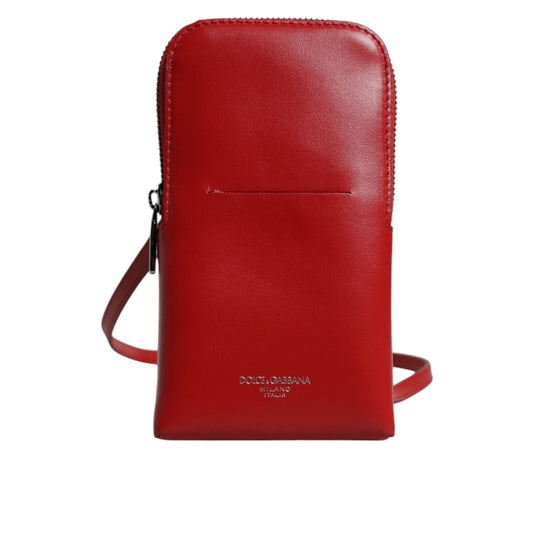 Dolce & Gabbana Red Leather Purse Phone Sling Crossbody Neck Strap Bag BAG4703