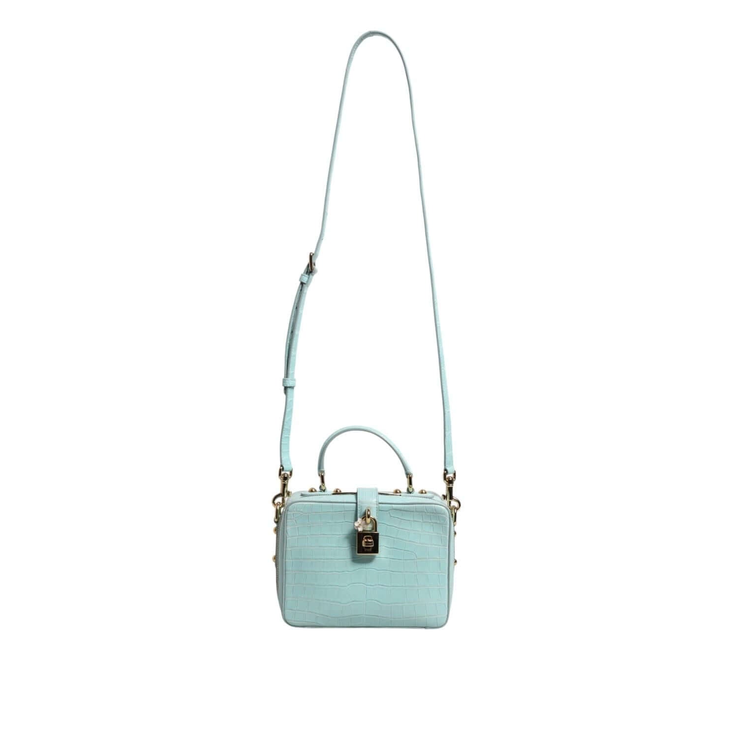 Dolce & Gabbana Mint Green Embossed Leather Padlock Shoulder Bag