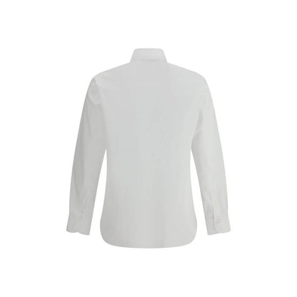 Back view of Finamore White Cotton Dress Shirt with classic collar and adjustable cuffs for elegant formal and casual wear.