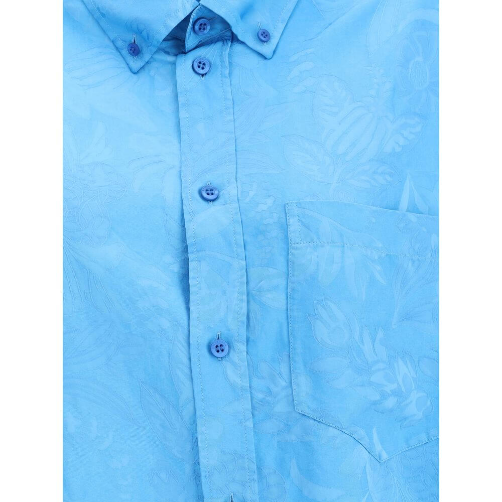 Balenciaga Blue Viscose Pattern Shirt
