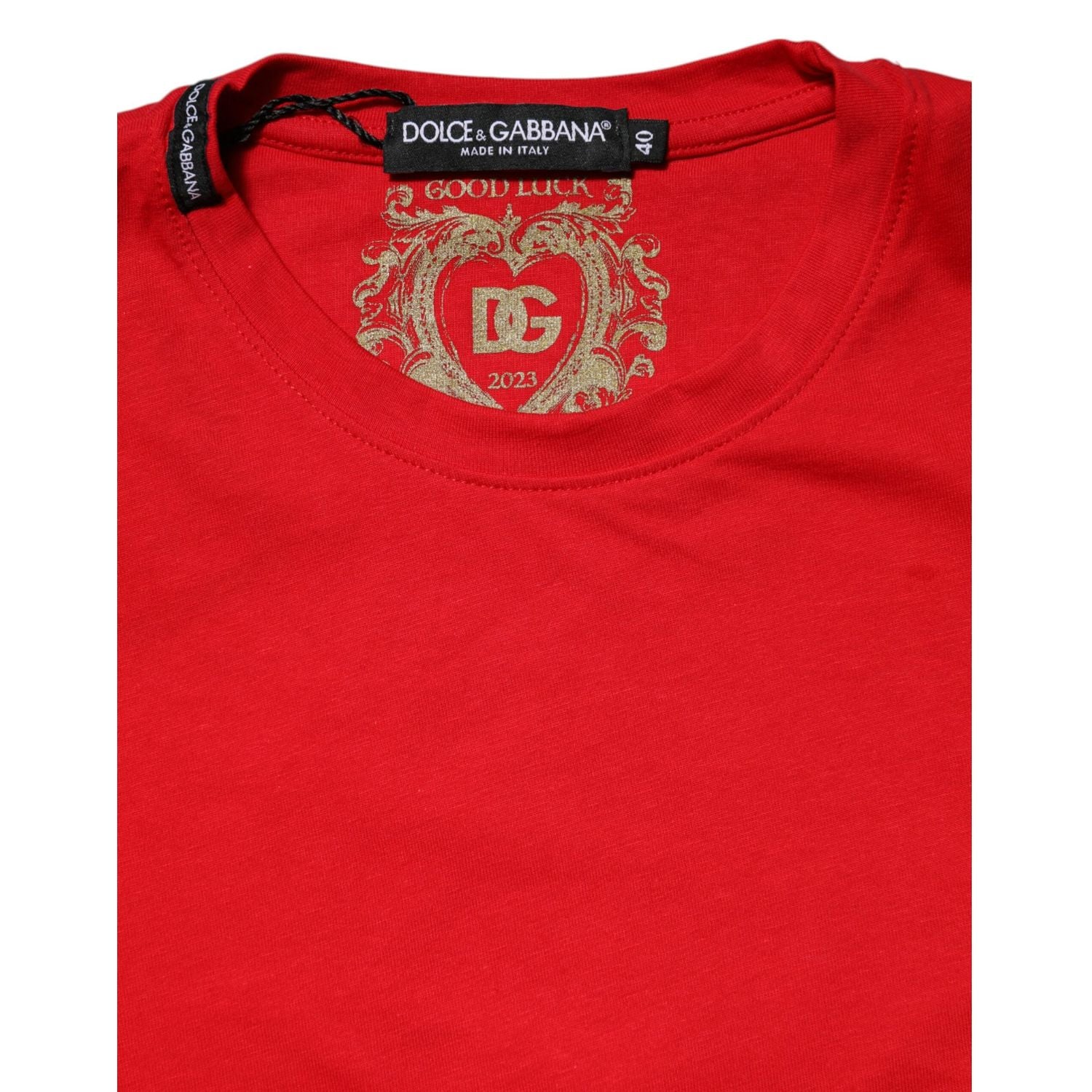 Dolce & Gabbana Red Cotton Short Sleeves Crew Neck Top T-shirt