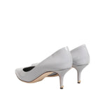 Dolce & Gabbana Light Gray Leather Kitten Heels Pumps Shoes