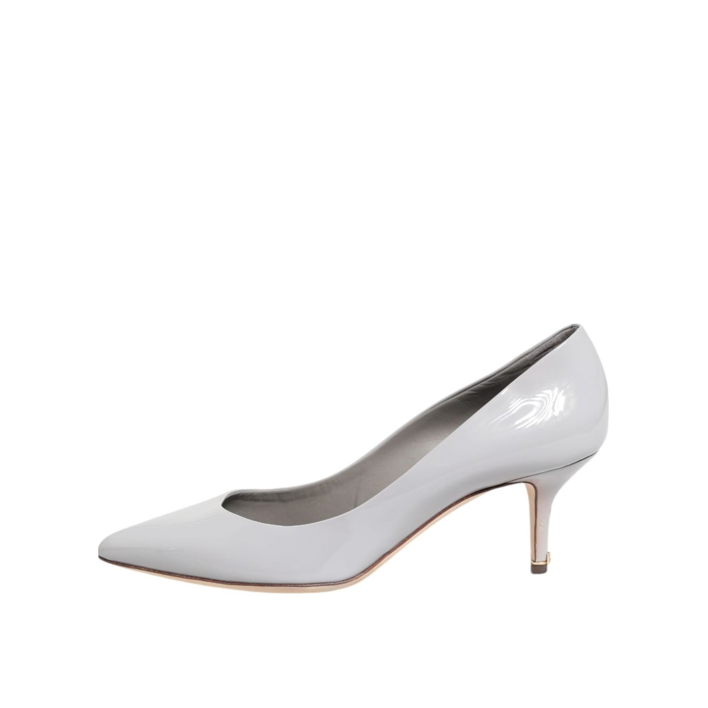 Dolce & Gabbana Light Gray Leather Kitten Heels Pumps Shoes