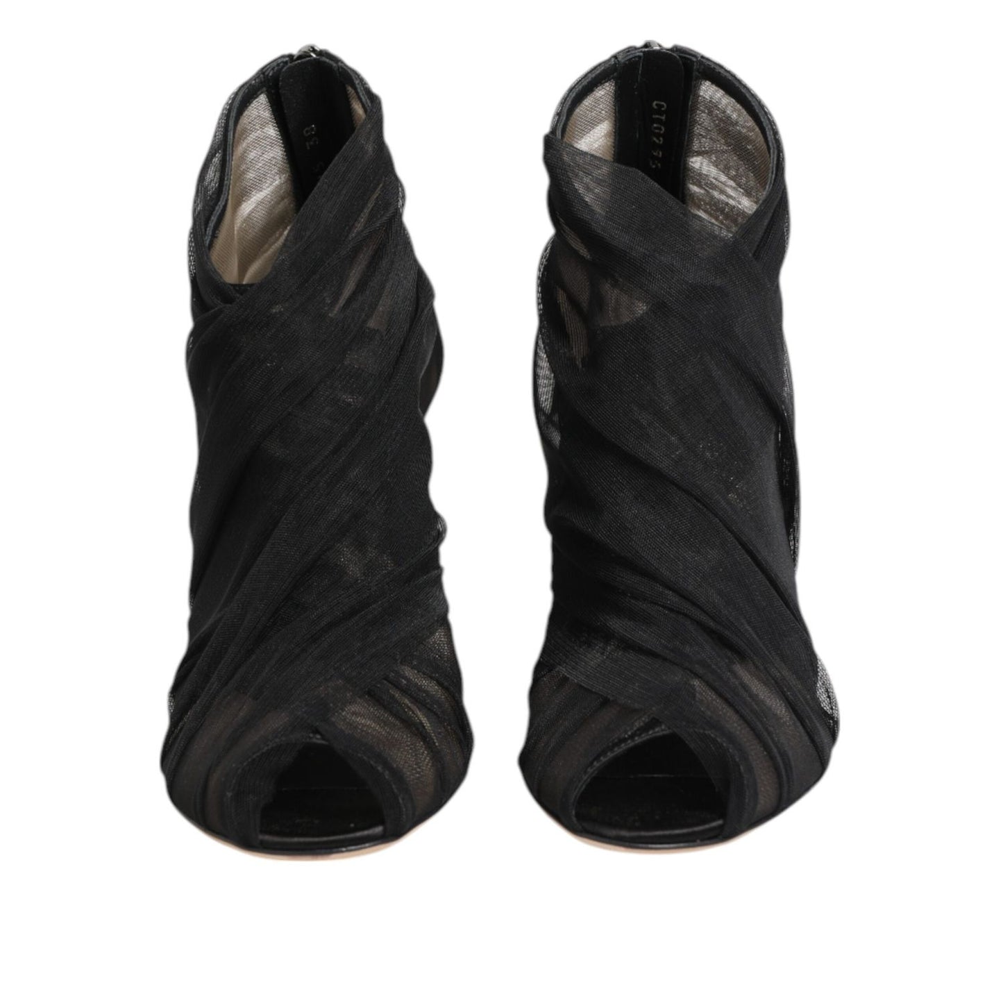 Dolce & Gabbana Black Mesh Stiletto Heels Ankle Boots Shoes