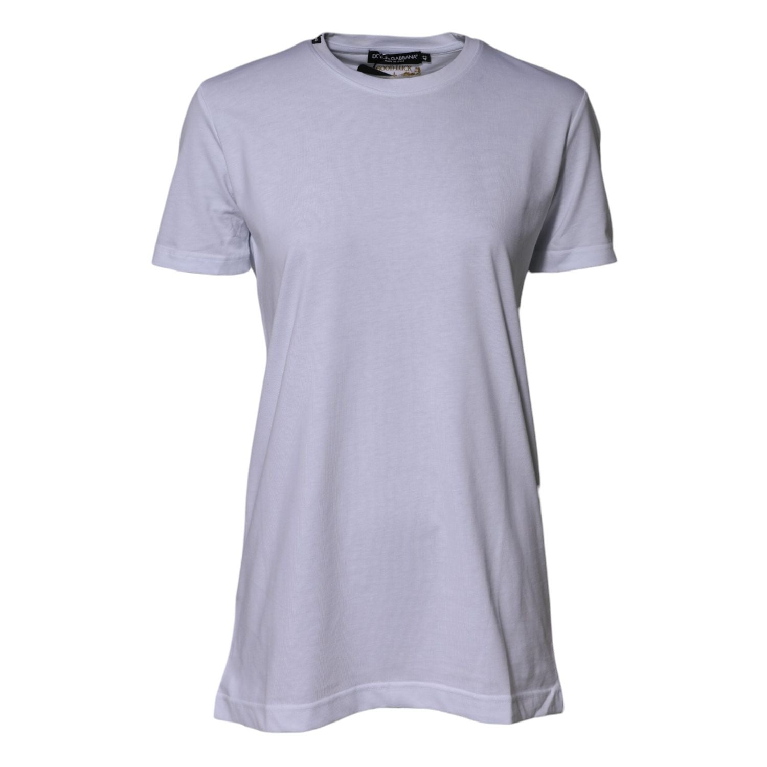 Dolce & Gabbana White Cotton Goodluck 2023 Crew Neck T-shirt