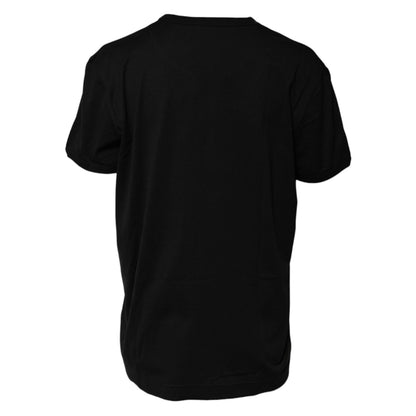 Dolce & Gabbana Black Cotton Goodluck Tee Crew Neck T-shirt