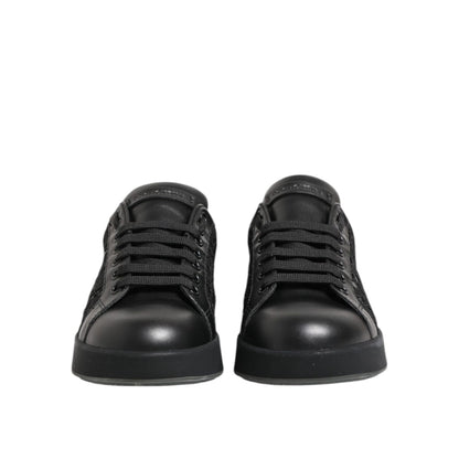Dolce & Gabbana Black Floral Lace Low Top Sneakers Shoes