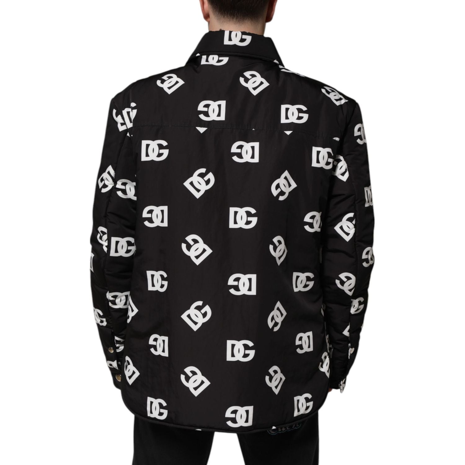 Dolce & Gabbana Black DG Monogram Nylon Windbreaker Jacket