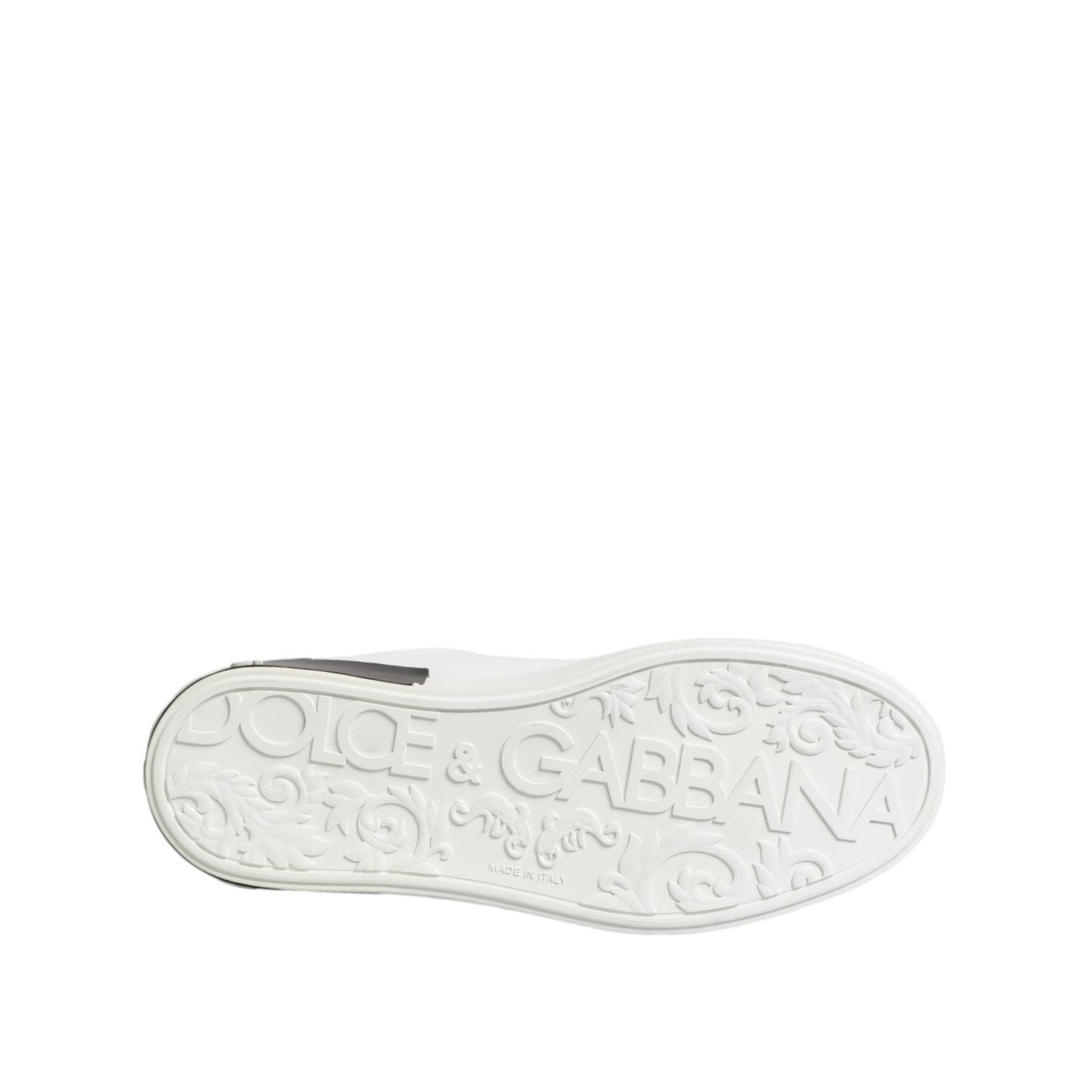 Dolce & Gabbana White Black Leather Portofino Sneaker Shoes