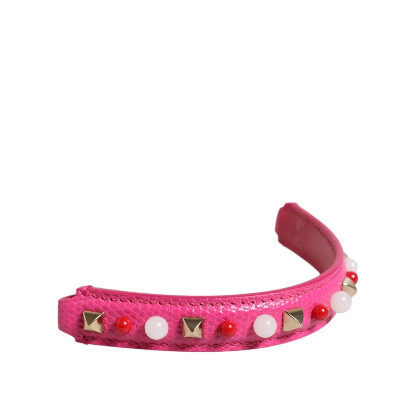 Dolce & Gabbana Pink Embellished Leather Bag Handle Women Shoulder Strap accessory with studs and pearls detail
