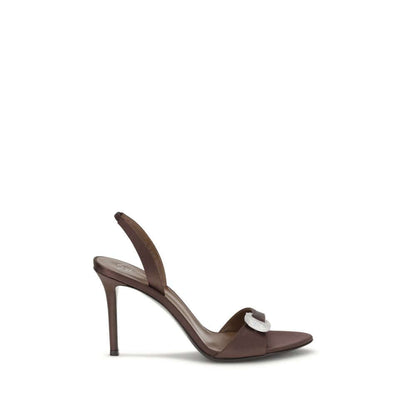 Giuseppe Zanotti Brown Silk Stiletto Heel Sandals