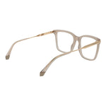 Polaroid Beige Unisex Glasses Frame, full-rim, square style, with demo lenses, showcasing beige polyamide material with gold accents.