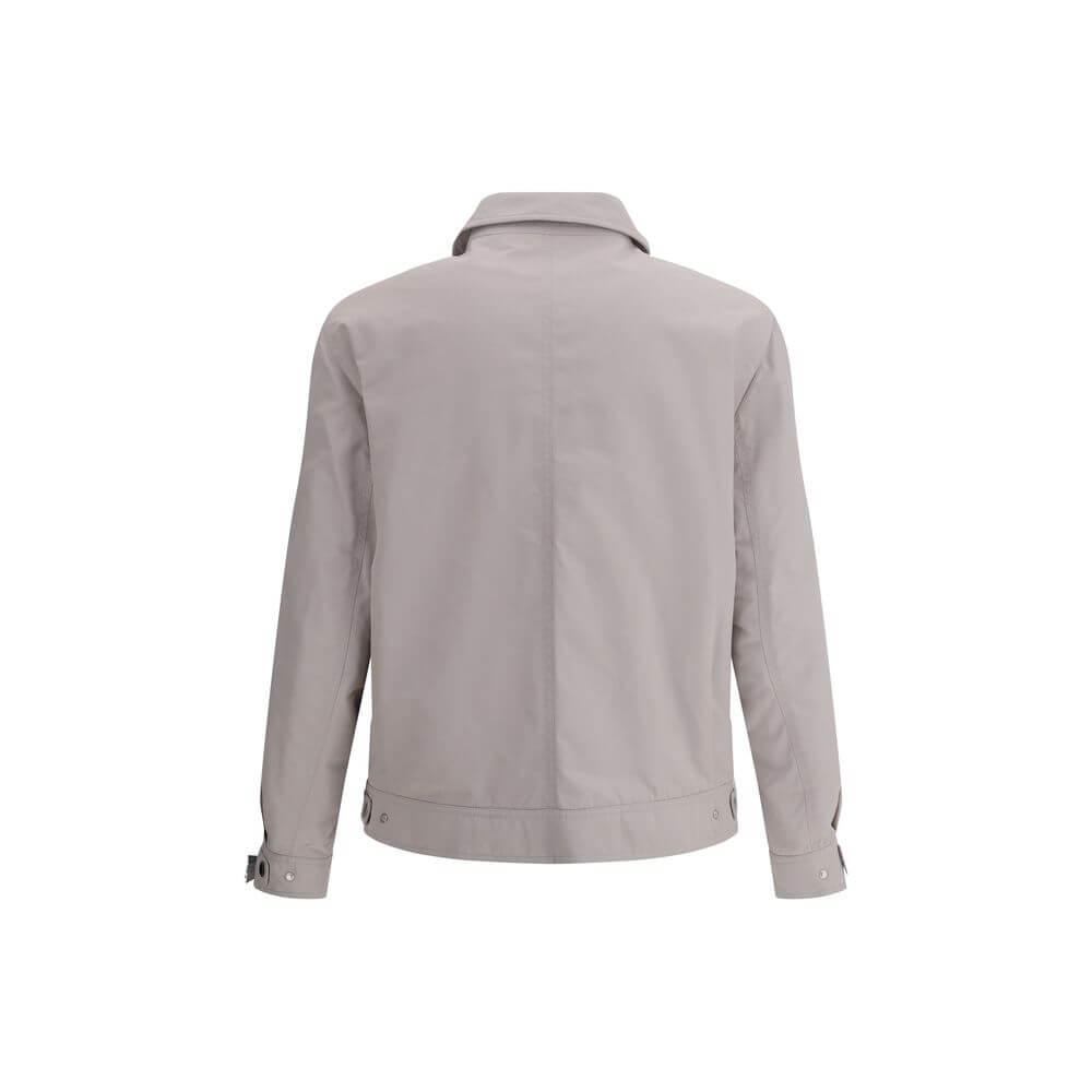 Back view of Brunello Cucinelli White Polyamide Coat showcasing classic collar and adjustable cuffs for style and functionality.