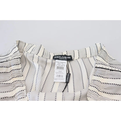 Dolce & Gabbana White Stripes Silk Lounge Trouser Pants