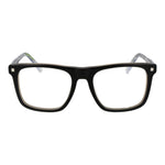 Polaroid Black Men Glasses Frame with full-rim black acetate, rectangle style, and spring hinge, lens size 53-19-145.