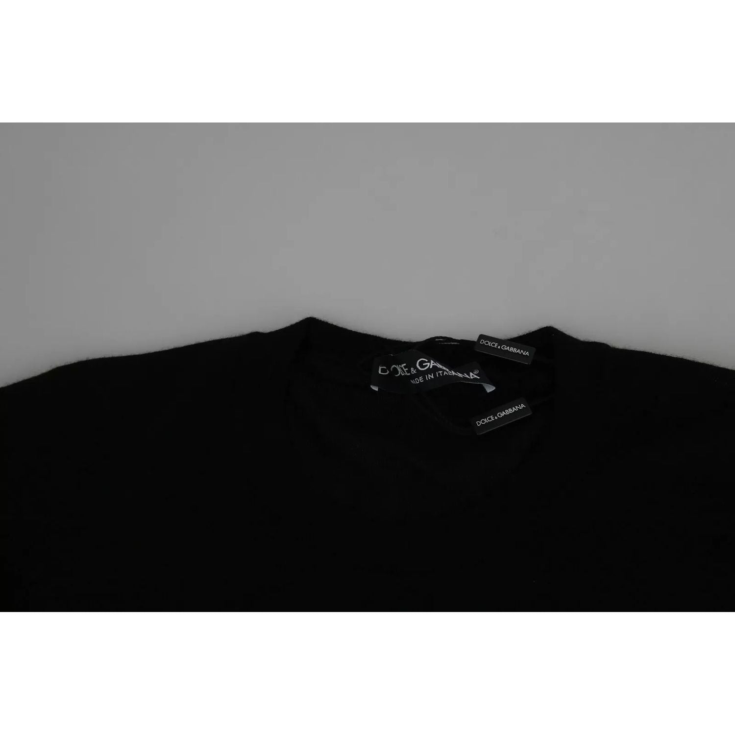 Dolce & Gabbana Black Cashmere Crewneck Pullover Sweater