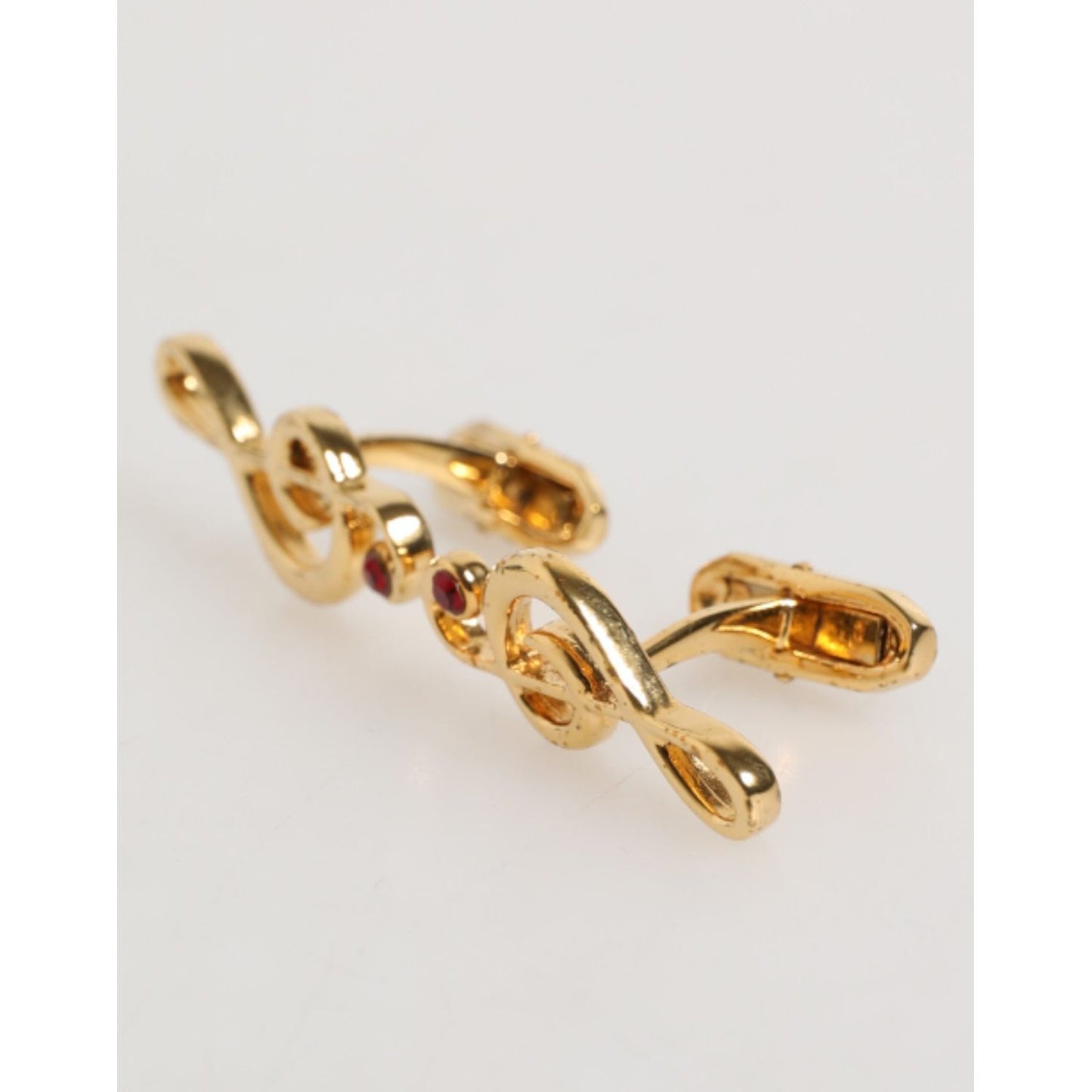 Dolce & Gabbana Gold Musical Note Metal Brass Pin Men Accessory Cufflinks with polished finish