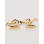 Dolce & Gabbana Gold Musical Note Metal Brass Pin Men Accessory Cufflinks in gold-tone.