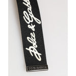 Dolce & Gabbana Black White Polyester DG Logo Silver Men Keychain Keyring detail with logo engraving on hardware.