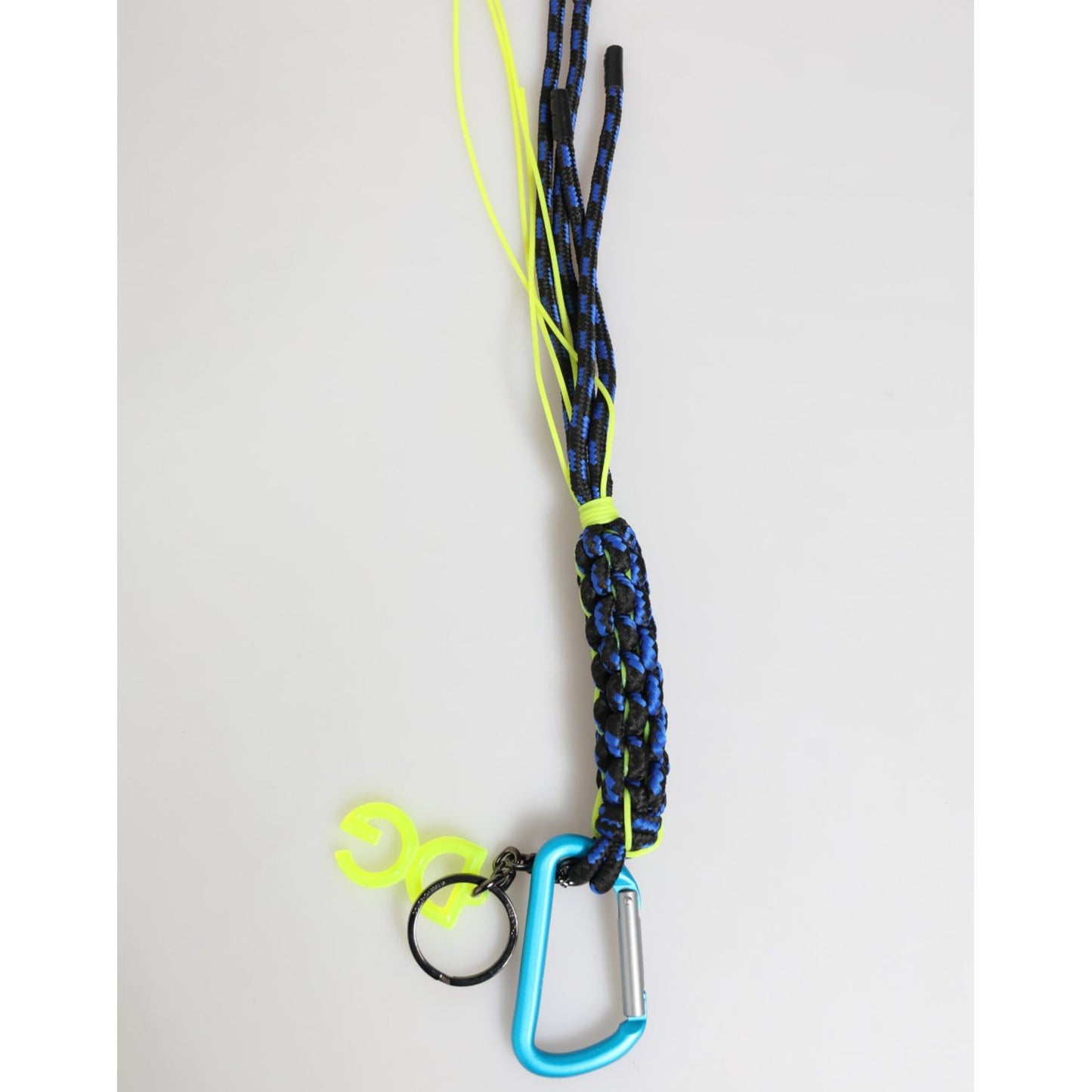 Dolce & Gabbana Multicolor Polyester Tape String DG Logo Keychain Keyring with blue and yellow accents
