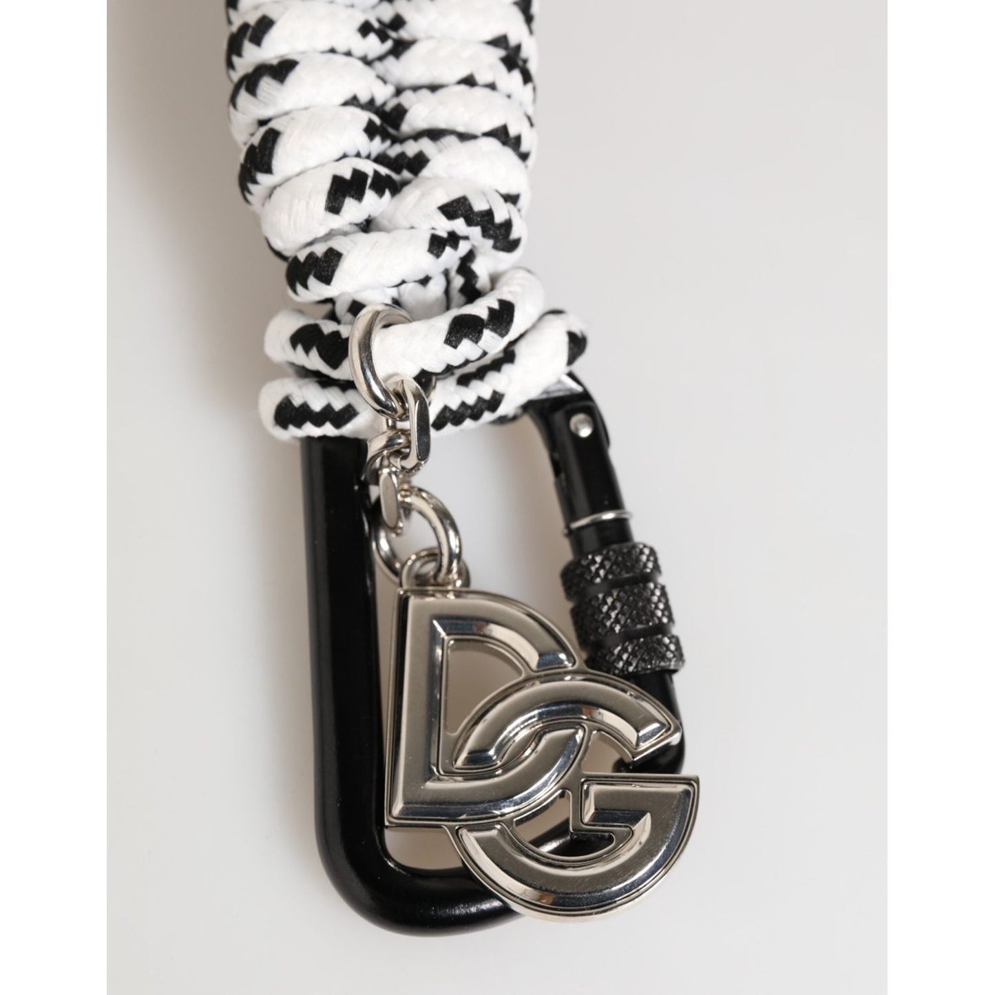 Dolce & Gabbana Multicolor Polyester Tape String DG Logo Keychain Keyring with metal hardware.