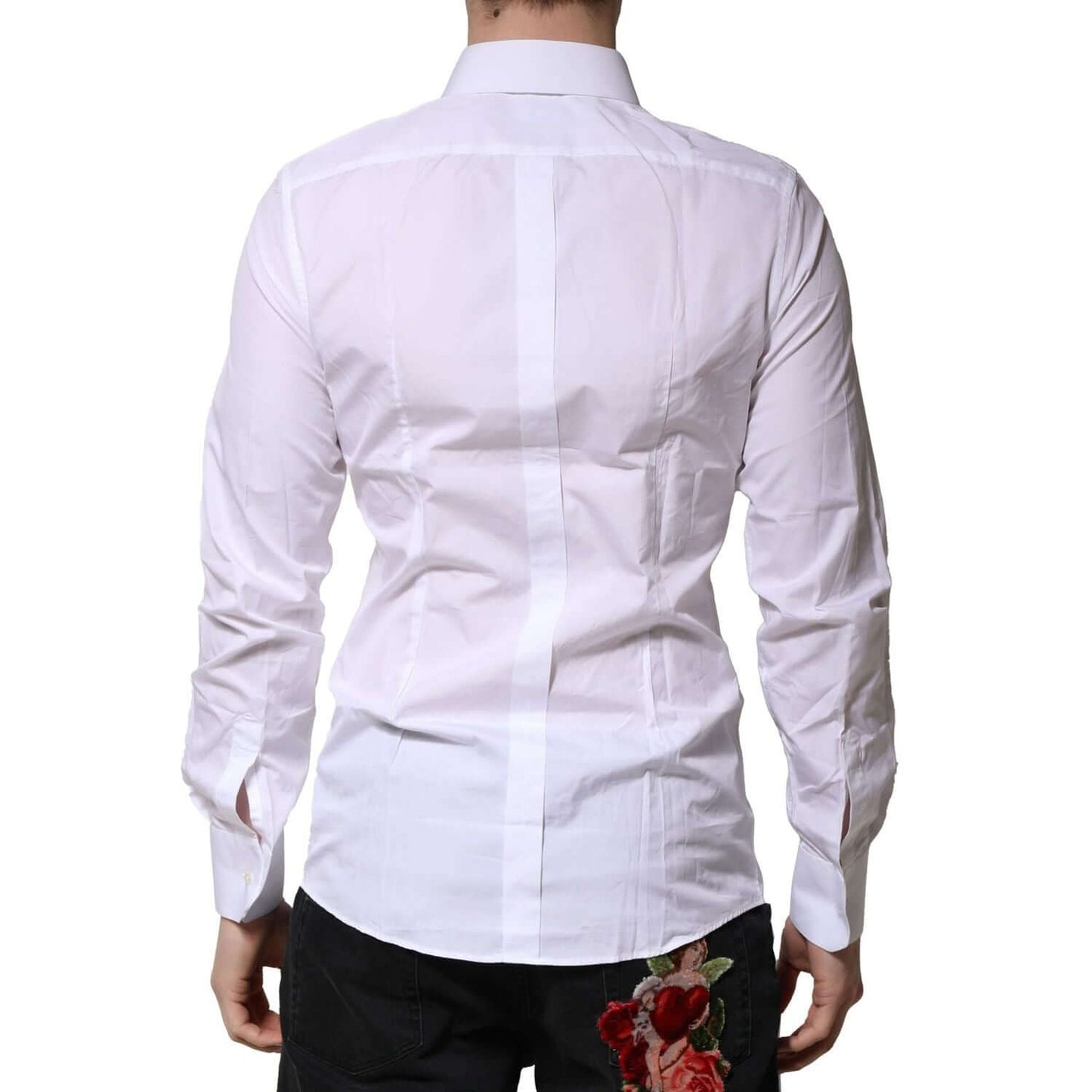 Dolce & Gabbana White Cotton GOLD Long Sleeves Formal Shirt