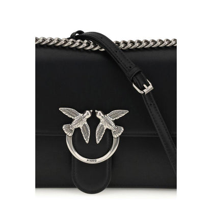 PINKO Black Calf Leather Bos Taurus Shoulder Bag
