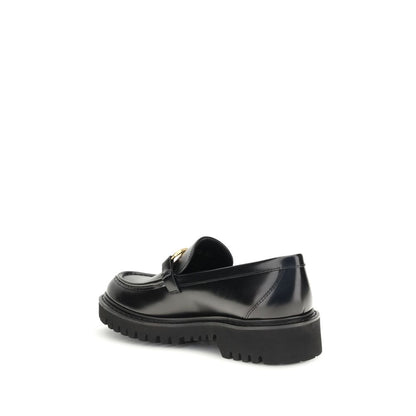 Valentino Garavani Black Leather Slip-On Loafers